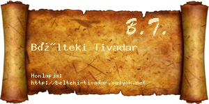Bélteki Tivadar névjegykártya